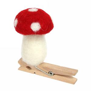 Gisela Graham Wool Mix Toadstool On Peg