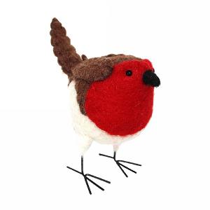 Gisela Graham Wool Mix Robin Ornament (Small)