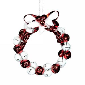 Gisela Graham Red & White Jingle Bell Metal Wreath Decoration