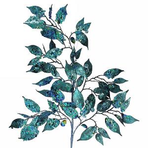 Gisela Graham Peacock Glitter & Sequin Leaf Branch