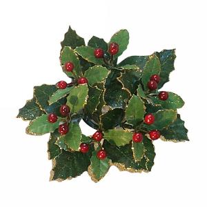 Gisela Graham Holly with Gold Edge Candle Ring