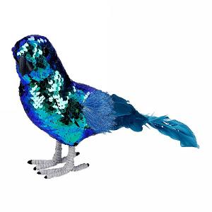 Gisela Graham Peacock Sequin & Feather Parrot Ornament