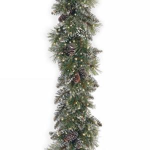 9ft Pre-Lit Glittery Bristle Garland