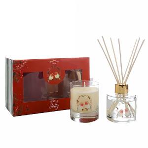 Wax Lyrical Holly Jolly Reed Diffuser & Candle Gift Set
