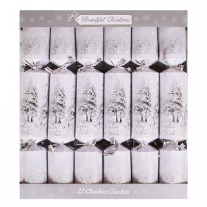 Silver Tree 14" Premium Christmas Crackers (Pack of 12)