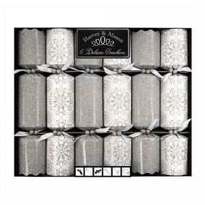 Silver Snowflake 13.5" Deluxe Christmas Crackers (Pack of 6)