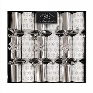 Silver Snowflake 8.5" Mini Christmas Crackers (Pack of 6)