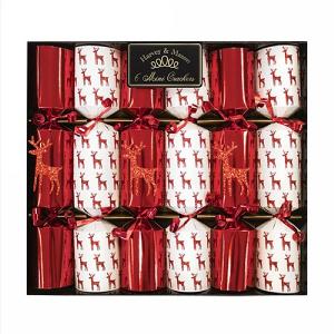 Red Reindeer 8.5" Mini Christmas Crackers (Pack of 6)