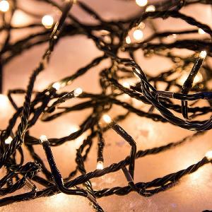 500 Warm White LED Compact Christmas Lights (Green Cable)