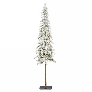 6ft Pre-Lit Snowy Alpine Fir Artificial Christmas Tree