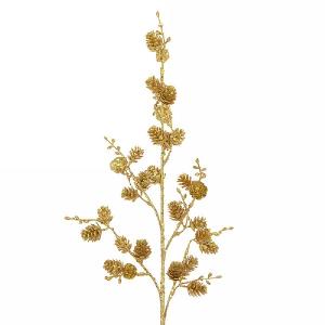 Gold Sparkle Pine Cone Spray 75cm