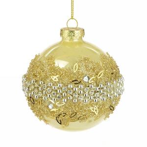 Gold Glass Caradee Bauble 8cm