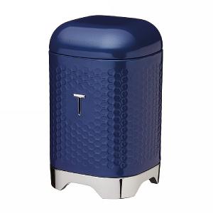 KitchenCraft Lovello Geometric Textured Steel Tea Canister - Midnight Navy