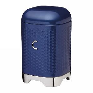 KitchenCraft Lovello Geometric Textured Steel Coffee Canister - Midnight Navy