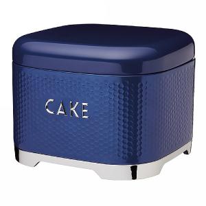 KitchenCraft Lovello Geometric Textured Steel Cake Tin - Midnight Navy