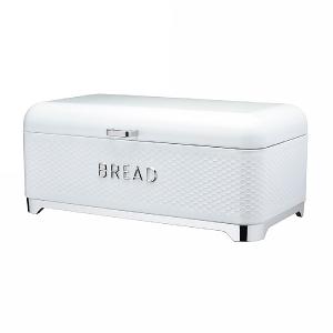 KitchenCraft Lovello Geometric Textured Bread Bin - Ice White