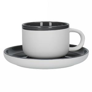 La Cafetiere Barcelona 290ml Tea Cup & Saucer - Cool Grey