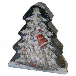 Grandma Wild's Embossed Santa up the Christmas Tree Biscuit Tin 300g