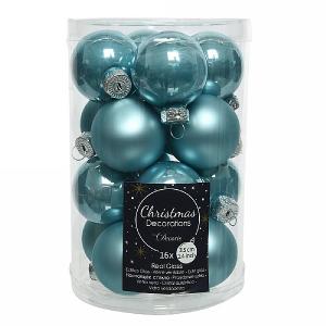 Decoris Arctic Blue Mini Baubles 3.5cm (Pack of 16)