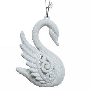 Decoris Winter White Swan Hanging Tree Decoration