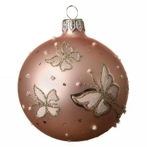 Decoris Blush Pink Butterfly Bauble 8cm