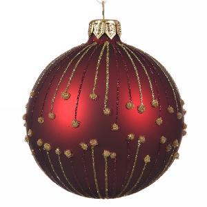 Decoris Oxblood Glitter Droplet Bauble 8cm