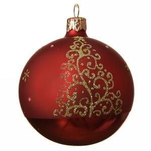 Decoris Christmas Red Curly Tree Glitter Bauble 8cm