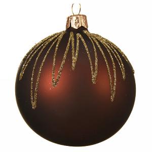 Decoris Rosewood Gold Glitter Droplet Bauble 8cm