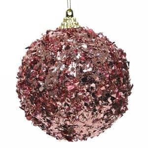 Decoris Velvet Pink Foam Bauble with Foil 8cm