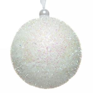 Decoris White Foam Bauble with Glitter 8cm