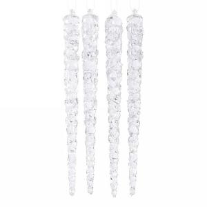 Decoris Clear Glow in the Dark Icicle Hanging Tree Decoration (Pack of 4)