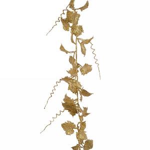 Decoris Light Gold Leaf Garland with Glitter