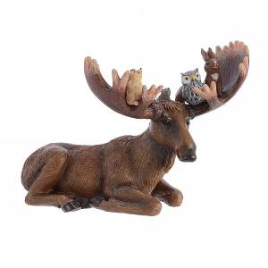 Decoris Brown Moose with Animals on Antlers Ornament