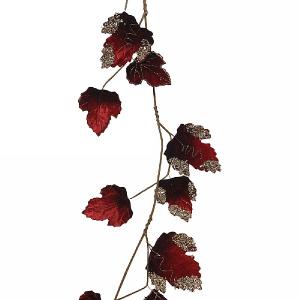 Decoris Red Velvet Leaf Garland