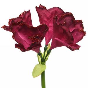 Decoris Burgundy Silk Amaryllis with Glitter Finish Pick