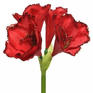 Decoris Red Silk Amaryllis with Glitter Finish Pick