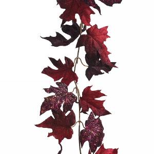 Decoris Burgundy Maple Garland with Glitter