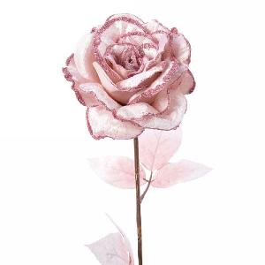 Decoris Blush Velvet Rose with Glitter