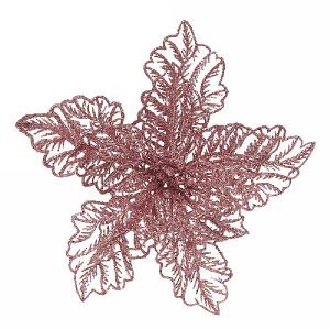 Decoris Blush Pink Poinsettia with Glitter on Clip