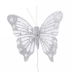 Decoris Decorative Pearl Butterfly (Pack of 4)
