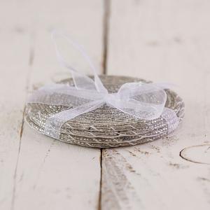 Silver Beaded Coasters (Set of 4)