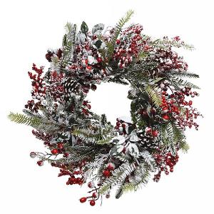 Decoris Red Berries Frosted Wreath 40cm
