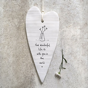 East of India 'How Wonderful Life Is' Long Heart Ornament
