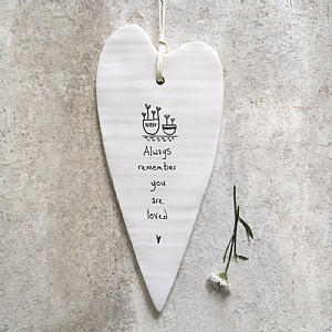 East of India 'Always Remember You Are Loved' Long Heart Ornament