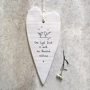 East of India 'One Loyal Friend' Long Heart Ornament