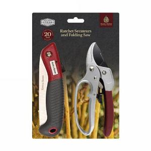 Kent & Stowe Ratchet Secateurs & Turbo Saw Set