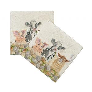 Kate of Kensington Farmyard Marble Coasters (Set of 2)