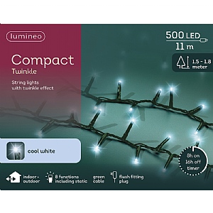 Lumineo Compact String Lights – Cool White (500 LEDs)