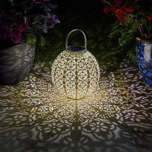 Smart Solar Damasque Lantern - Silver