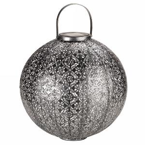 Smart Solar Jumbo Damasque Lantern - Silver
